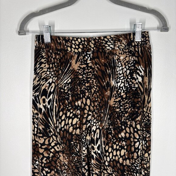 Denim & Co Beach Women XXS Animal Print Pull-On Wide Leg Pants With Side Slits - Picture 8 of 11